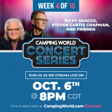 RICKY SKAGGS PERFORMS ON 10/6 IN CAMPING WORLD’S FREE CONCERT SERIES